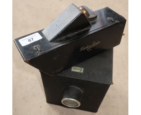 Ebonised cased Holophane Lumeter 72 by R &amp; J Beck Ltd London and a Garnages of Holborn metal cased projector type device 