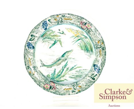 A Spode fish platter, six serving plates and a sauce boat