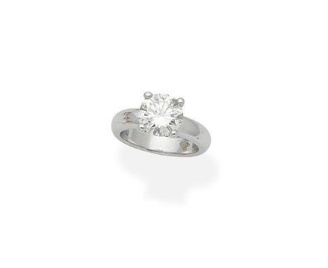 A diamond single-stone ringSet with a brilliant-cut diamond, diamond approx. 2.50cts, ring size approx. KFor further informat