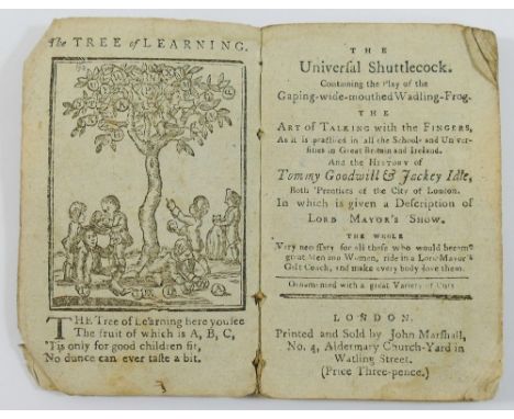 'The Universal Shuttlecock, containing the play of the gaping-wide-mouthed Wadling-Frog..' printed and sold by John Marshall 
