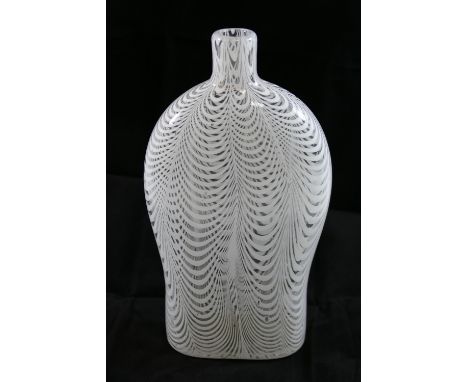 A 19th century Nailsea glass flask or bottle, with typical white latticino decoration, 20cm long CONDITION REPORT: Please not