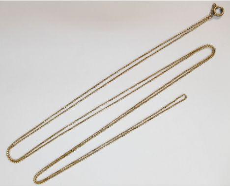 A Victorian gold fine box link guard chain, 147cm long, with replacement gold plated clasp, 14.4g gross CONDITION REPORT: Ple