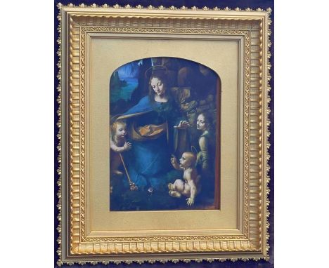 A 19th century rosewood frame with velvet lined interior, housing an ornate gilt mount, original contents replaced with a rel