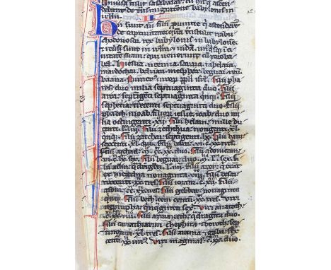 A  late 13th/early 14th century page from a latin biblical manuscript, purportedly scribed and illuminated by French Carthusi