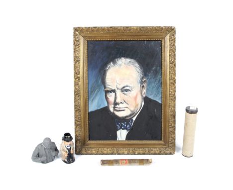 Four items relating to Winston Churchill, including a cigar. Comprising a sealed Ramon Allones Habana cigar with accompanying