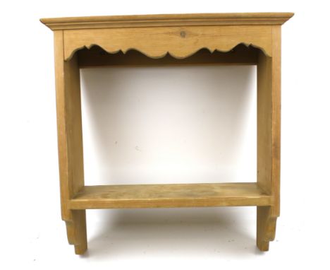 A small pine shelf. With shaped edges, H49cm x W47.5cm x D19cm