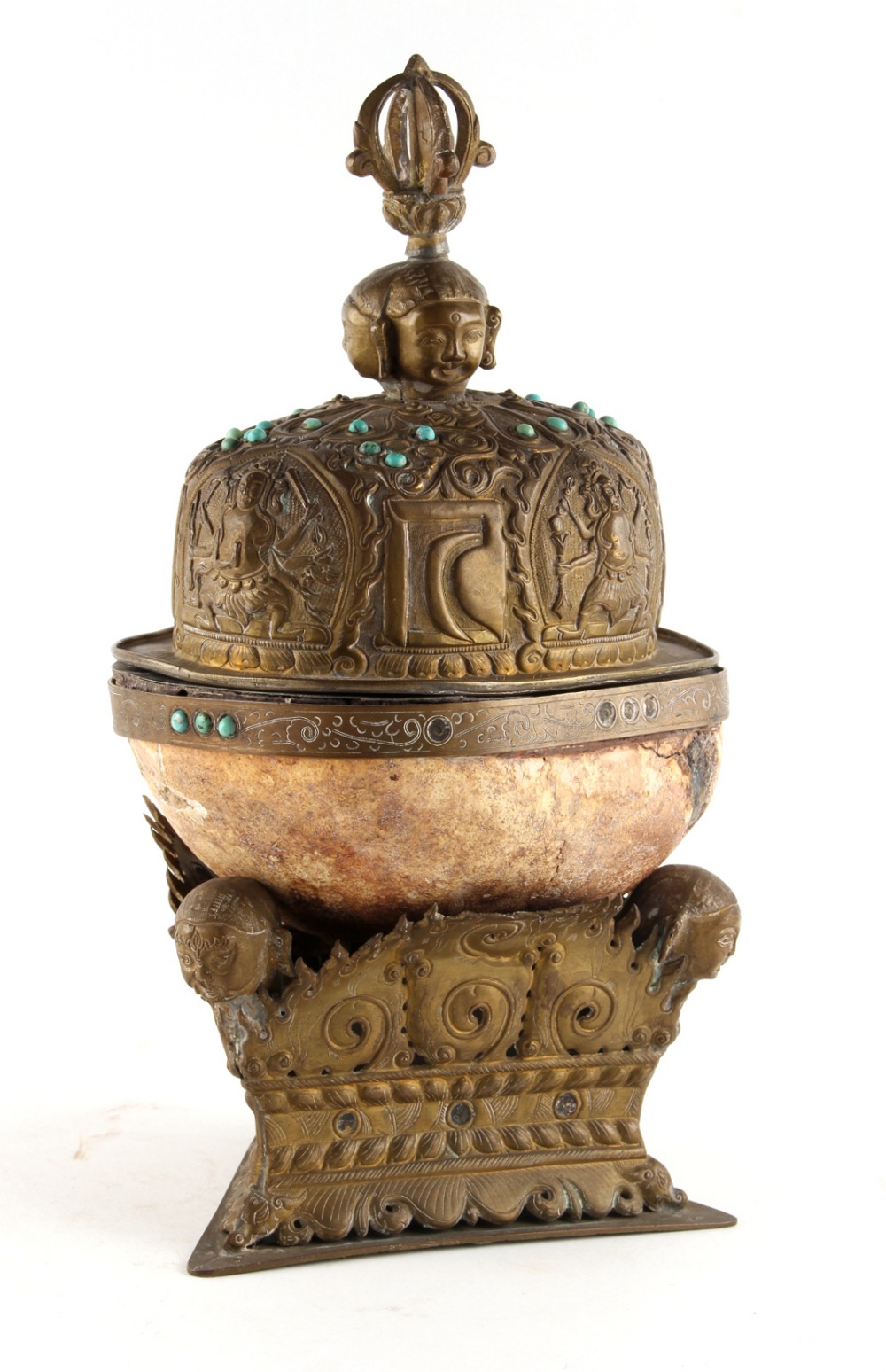 Property of a deceased estate - a 19th century Tibetan brass mounted ...