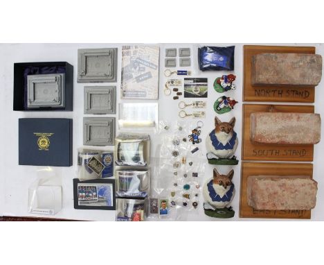 Leicester City: A collection of assorted Leicester City memorabilia to include: three bricks from Filbert Street (although th