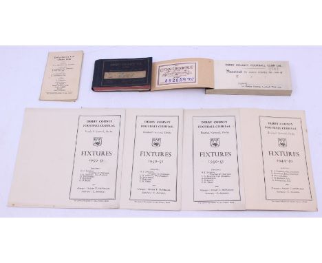 Derby County: A collection of assorted Derby County memorabilia to comprise: a Derby County part used season ticket book, 193