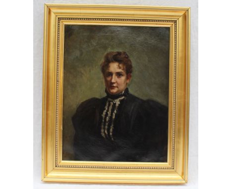 V Menard
Head and shoulders portrait of a lady
Oil on canvas
Signed and dated 1909
39 x 30cm