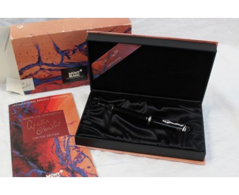 An Agatha Christie Limited Edition Writers series Mont Blanc fountain Pen, This pen is crafted from black enamel and decorate