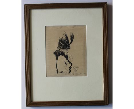 E Girardin
Les Elles - En mains
Pen and ink sketch
Signed and dated 1898
20 x 16cm CONDITION REPORT: Some creasing to the pap