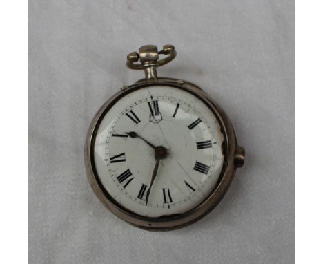 A silver open faced key wound pocket watch, the enamel dial with Roman numerals, together with a silver pair cased pocket wat