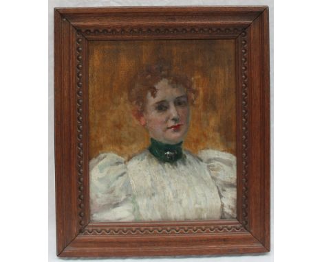 19th Century Continental School
Head and shoulders portrait of a lady
Oil on board
Indistinctly signed
25.5 x 20.5m