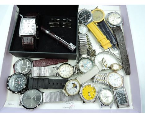 A selection of fashion wrist watches including Lorus, Santima, Accurist, Tommy Hilfiger etc and a cased gent's Limit 3 piece 