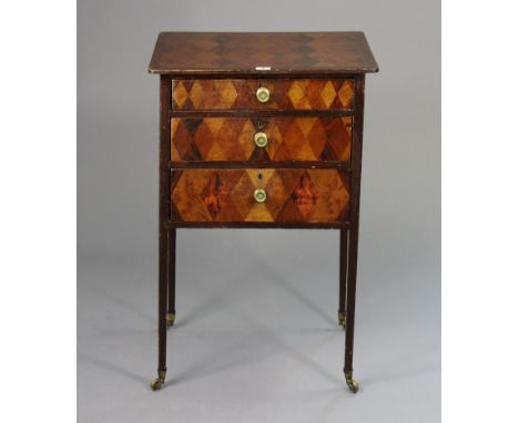 An early 19th century side table with grained effect simulating parquetry to the top &amp; front,&nbsp; fitted three long gra