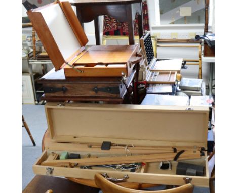 Two artist’s portable paint boxes; together with various other artist’s accessories; three model kits; &amp; sundry other ite