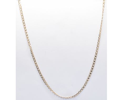A stamped 9ct gold ladies chain necklace with spring ring clasp. Stamped to the clasp. Total weight 3.85g.&nbsp;