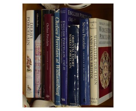 Assorted antiques reference books concerning ceramic to include; Worcester, Sevres, Chelsea, Derby etc Condition: