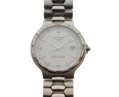 Longines - Gentleman's stainless steel cal546 Conquest VHP Perpetual calendar wristwatch, white dial with baton hour markers 
