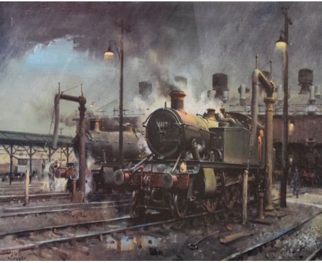 Railway Interest - David Shepherd - Signed print - 'Willesden Sheds', together with Terrence Cuneo, signed limited edition pr