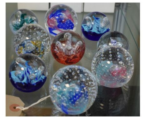 Collection of Caithness glass paperweights - Mini Moonflower 1996,1997, 1998, 1999 x 2 and Reflections 1991, 1992, 1994 and 1