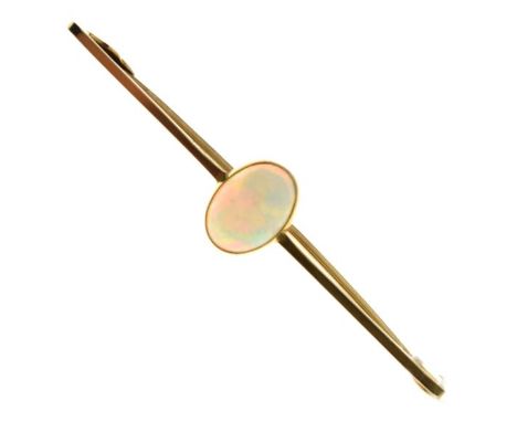 Opal set bar brooch stamped 9ct   Condition: 