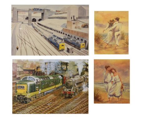 Four assorted prints comprising: Deltic Preservation Society 'Deltics at Belle Isle' after Philip Crome, another print of rai