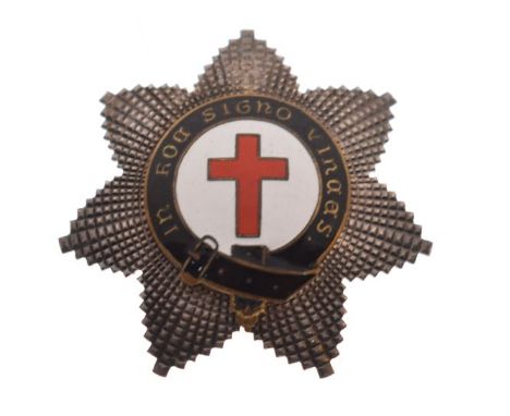 Masonic Knights Templar white metal and enamel badge, the reverse stamped 'Barton Silver'   Condition: 