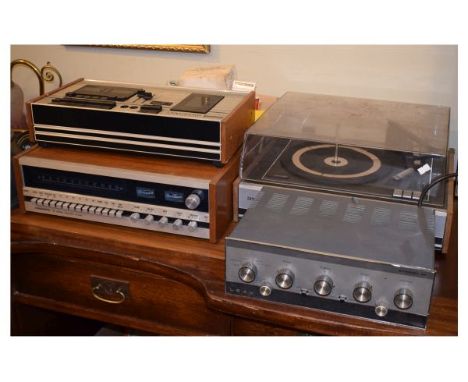 Assorted audio equipment to include; Tandberg TCD310 cassette player, TR-1040 FM stereo receiver, Leak Stereo 30 amplifier an