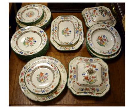 Quantity of Copeland Spode 'Chinese Rose' pattern dinner wares to include; covered vegetable dishes, soup bowls, dinner, lunc