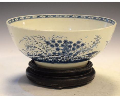 18th Century Worcester blue and white painted bowl decorated with the Rock Strata Island pattern   Condition: 