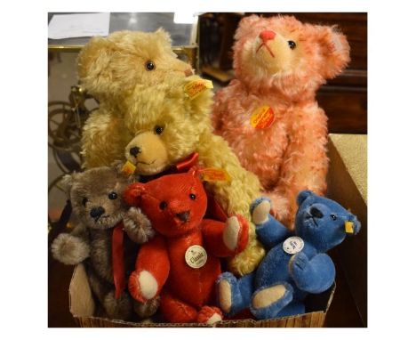 Six assorted Steiff teddy bears comprising: three mohair examples and three smaller plush (6)   Condition: 