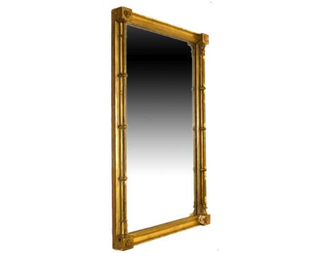 19th Century giltwood console mirror having a rectangular plate between cluster columns, 70cm wide x 109cm high overall   Con