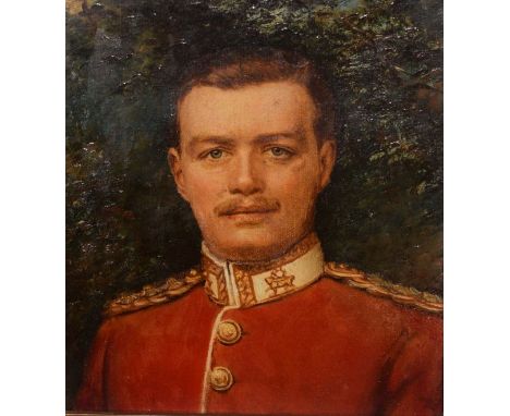 English School - Early 20th Century - Oil on board - Portrait of Captain Ronald Madoc Tierney Rose Lloyd, Yorks and Lancs Reg