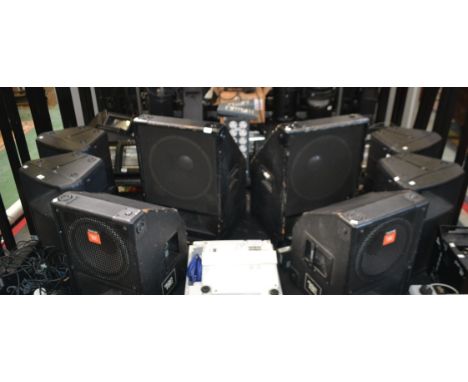 Performance Equipment - speakers including JBL and Electro-Voice; a qtxlight HZ-2 haze machine; a Chauvet Hurricane 1100 fog 