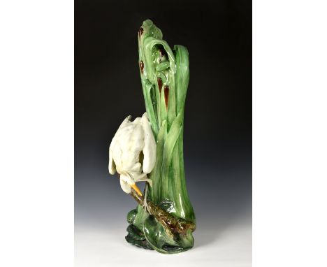 A majolica stick stand by Wiener Kunstkeramische Werkstatte, Austria, c.1900, with impressed W.K.W factory mark, further impr