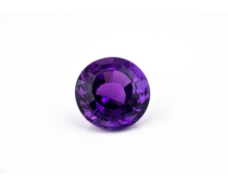 A round cut loose amethyst gemstone, 7.5mm. diameter.