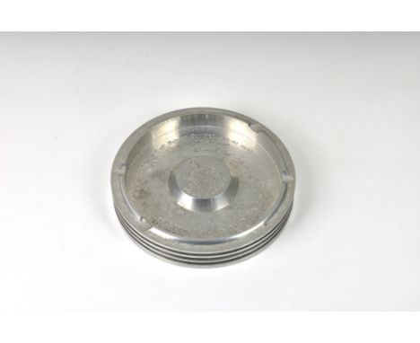 An ashtray made from an RAF Rolls Royce Merlin engine piston, as used in the Battle of Britain August-October 1940, engraved 