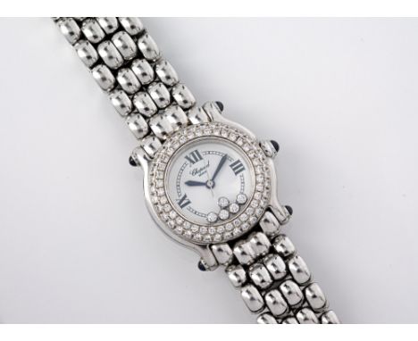 A ladies Chopard 'Happy Sport' stainless steel and diamond wristwatch, ref. 27/8250-23, no. 897286 8245, the 16.5mm. circular