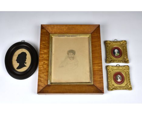 Treslove family interest - two English School 18th century portrait miniatures on ivory, both oval, one signed indistinctly a