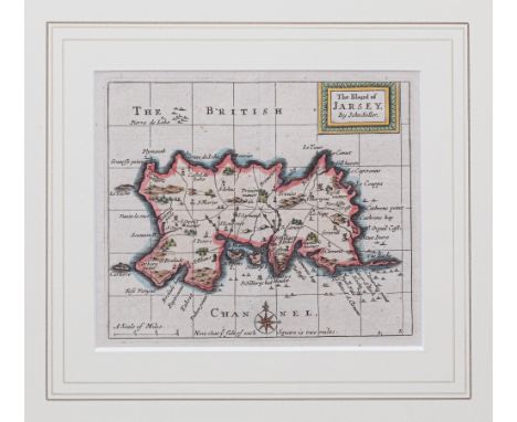 Seller, John (London), original copper engraved map " The Island of Jersey ", rare first edition, pub. 1701, 5 1/8 x 6in. (13