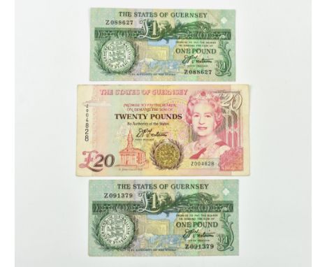 BRITISH BANKNOTES - THE STATES OF GUERNSEY - Replacement notes, comprising of One Pound, serial number Z088627; One Pound, se
