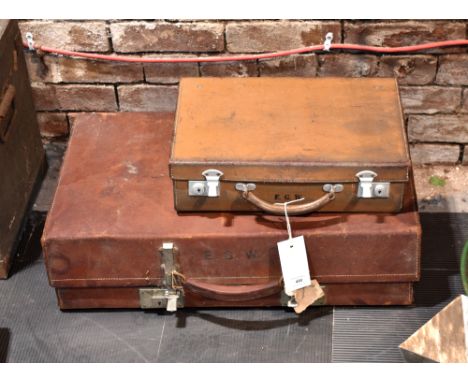 A vintage Revelation brown leather suitcase, together with another smaller case. (2)