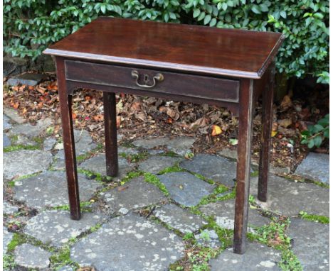 An 18th century mahogany side table, the ogee moulded top over a single drawer with brass swan neck handle, the rail below wi