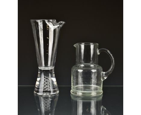 Tiffany &amp; Co - Water Pitcher bedside carafe, etched mark to base, 6½in. (16.5cm.) high, together with a Tudor glass jug w