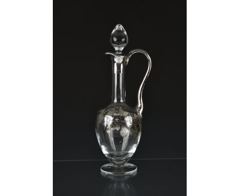 An Elizabeth II silver overlay glass claret jug, Harrison Brothers &amp; Howson Ltd, London, 2007, the glass claret jug with 