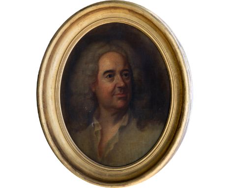 English School (18th century), Portrait of Jean de la Fontaine oval oil on canvas, inscribed to stretcher verso, "November 18