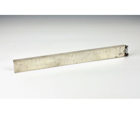 An unusual Dunhill silver plated ruler cigarette lighter, 12 inches, the swing arm marked Dunhill.  *Condition: very slight m