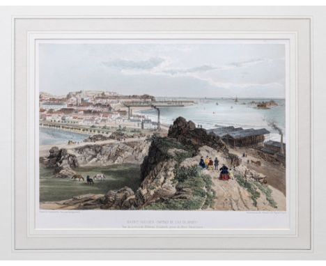 A group of thirteen hand coloured lithographs of the Island of Jersey after Felix Benoist, taken from the 'Album de L'Ile de 